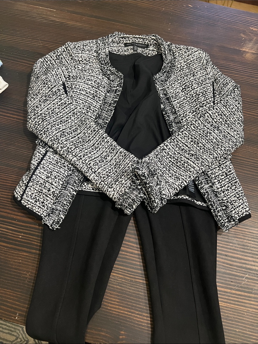 White House Black Market Black and White Tweed Jacket